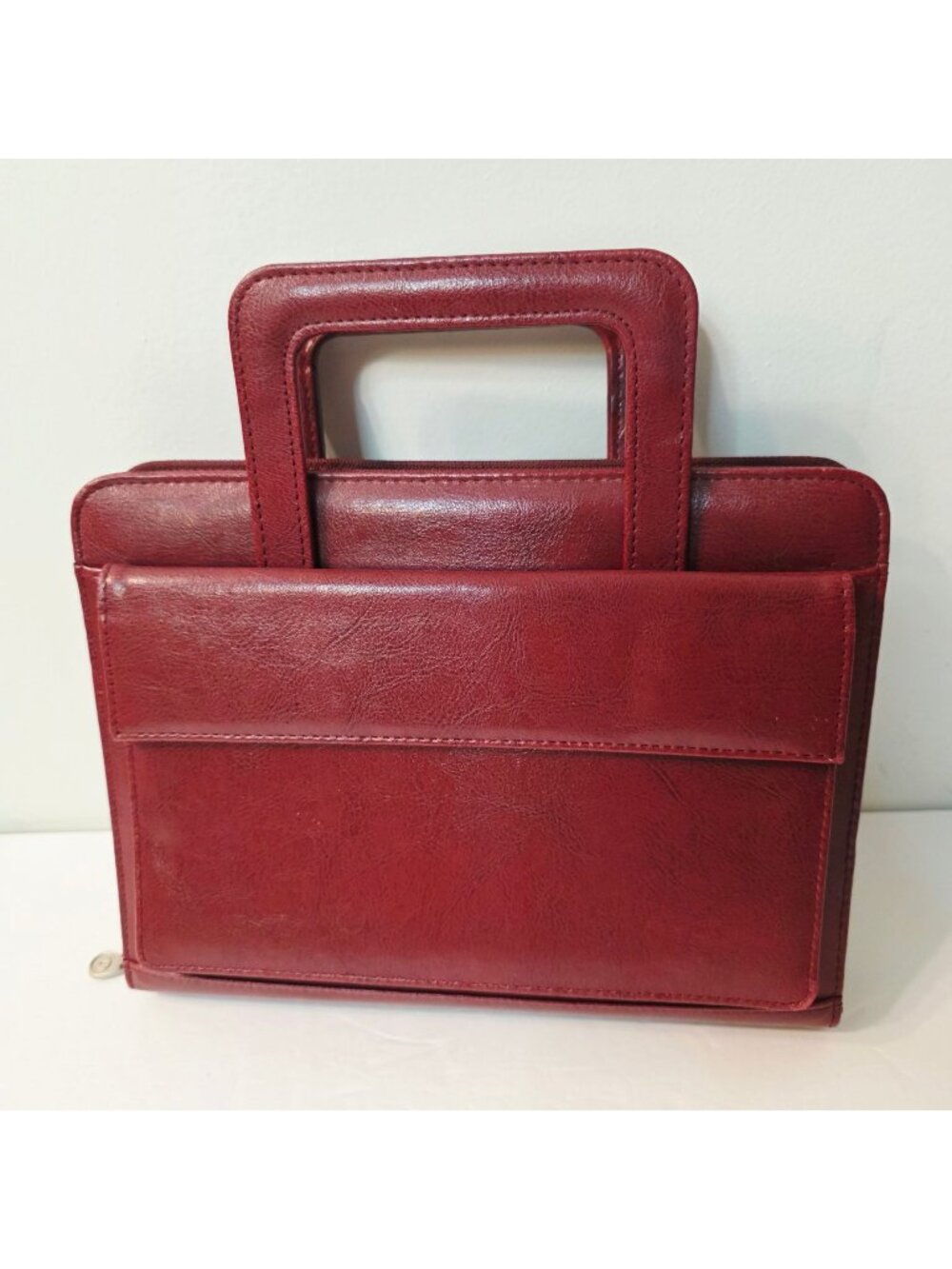 FRANKLIN COVEY Red Burgundy Planner 7 Ring Binder Sliding Handles Full Zip